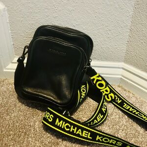 Michael Kors Black Belt Bag with Yellow Accents